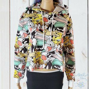 NWT LOONEY TUNES BUGS BUNNY TAZ TWEETY AUTHENTIC JUNIOR WOMENS HOODIE SWEATSHIRT